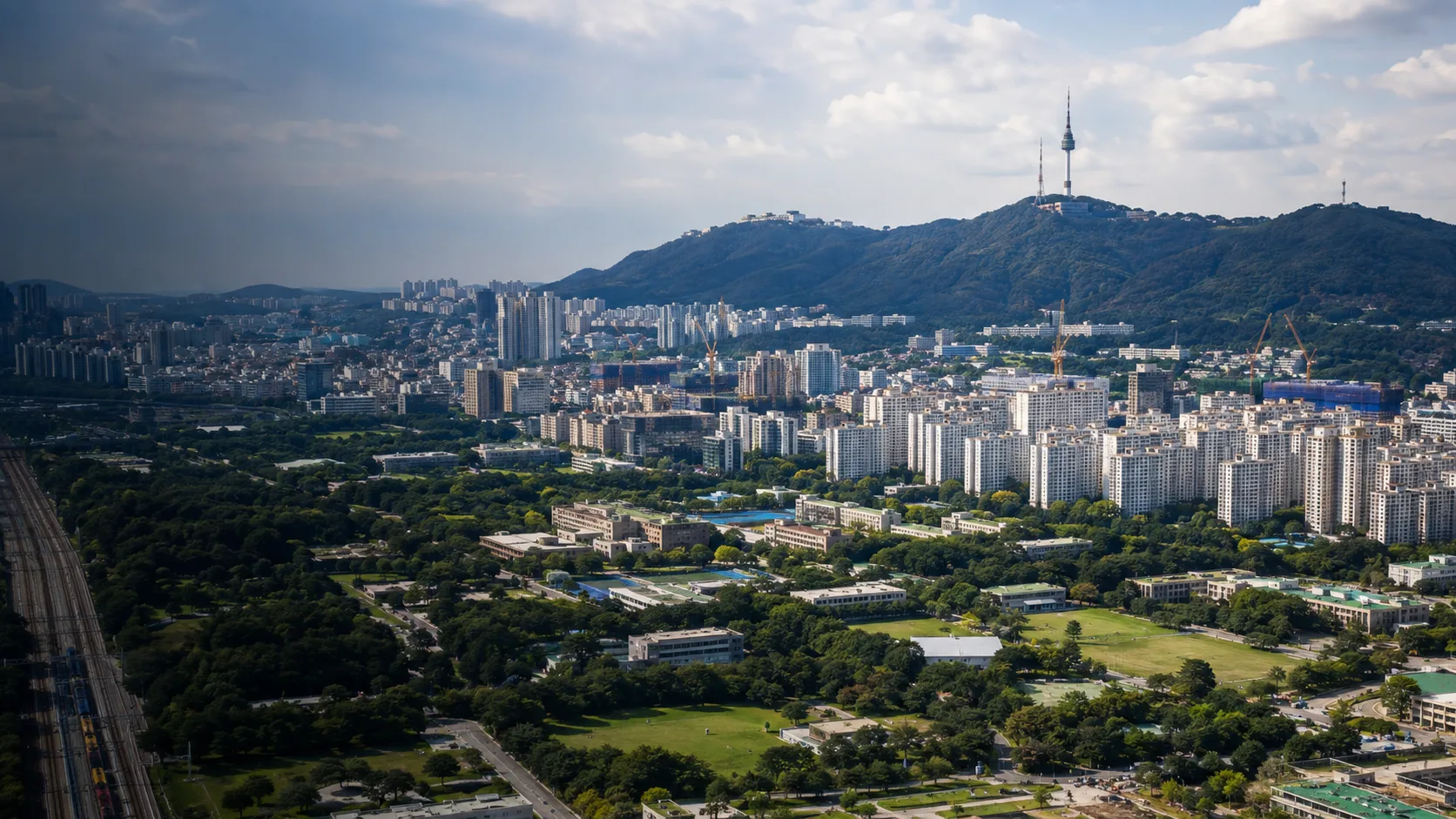 Bright green Yongsan Park hero image for today’s lead story.